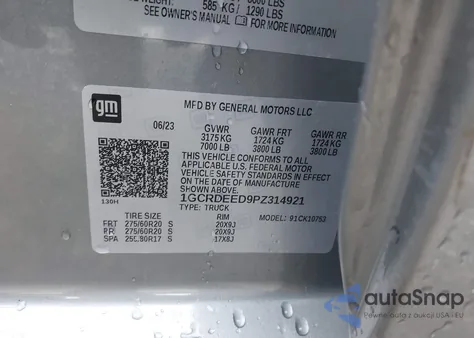 2023 Chevrolet Silverado 1500 4Wd Standard Bed Rst from USA, damaged, VIN 1GCRDEED9PZ314921